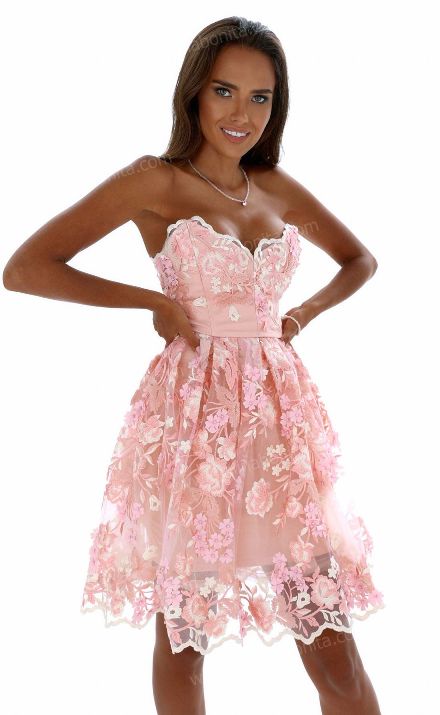 Платье кукольное мини цветы персик