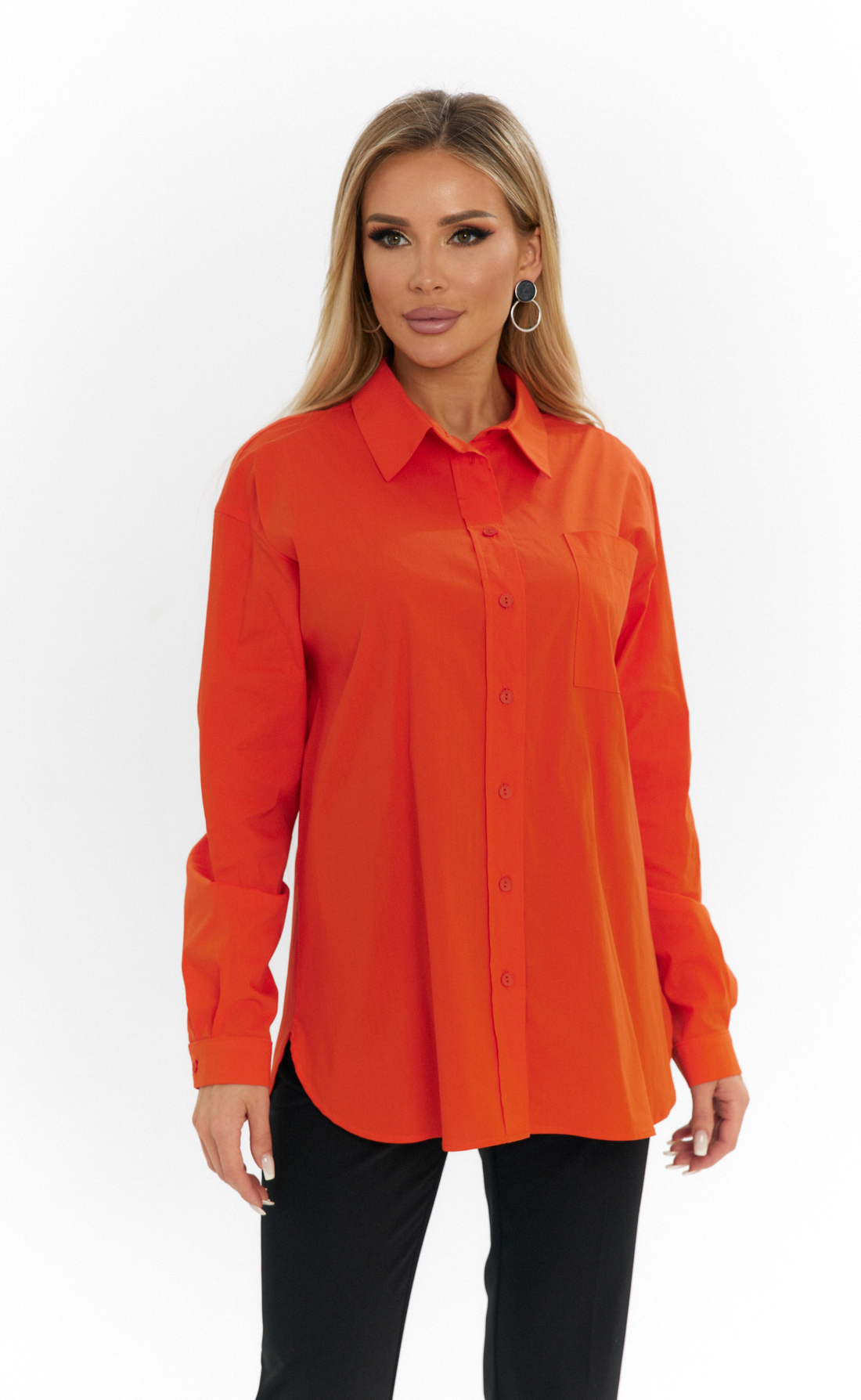 Блуза базовая свободного кроя оранж, Размер: 48 XL