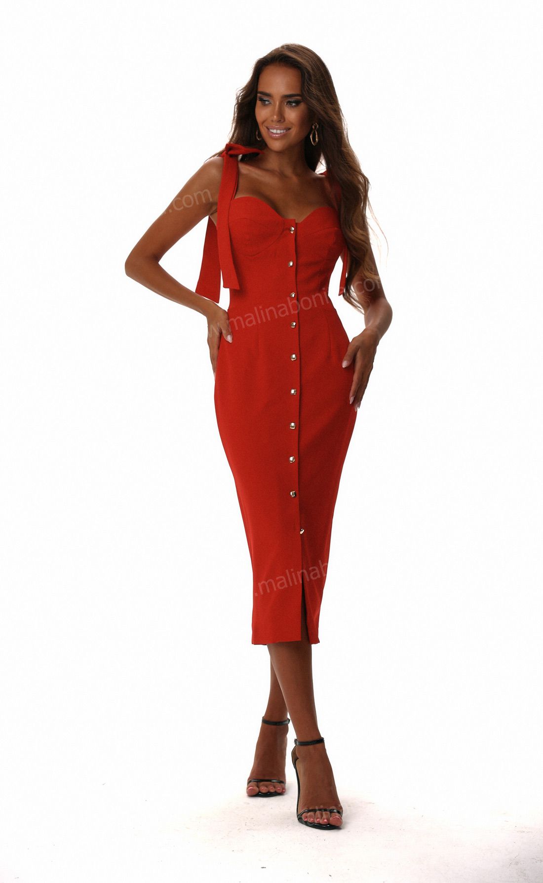 Платье-футляр с бантами Лесли красный, Размер: 42 S