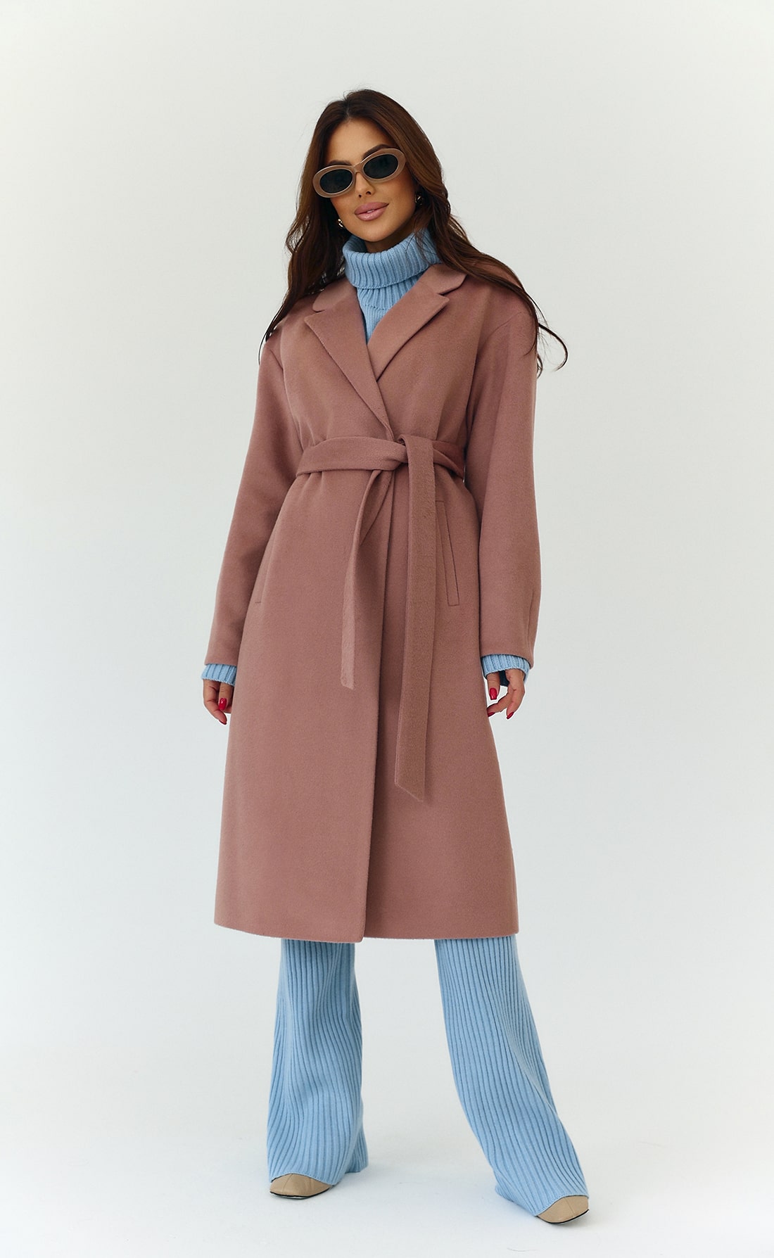 Пальто мягкого кроя пыльно-розовый, Размер: 40 XS