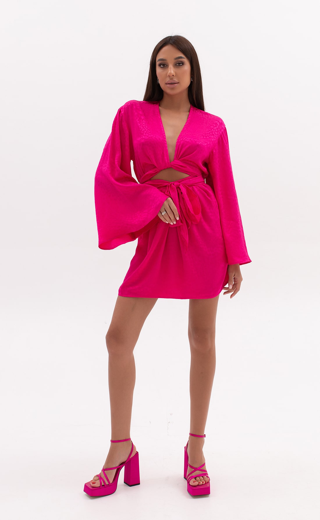 Платье-кимоно жаккард розовый, Размер: 44 M