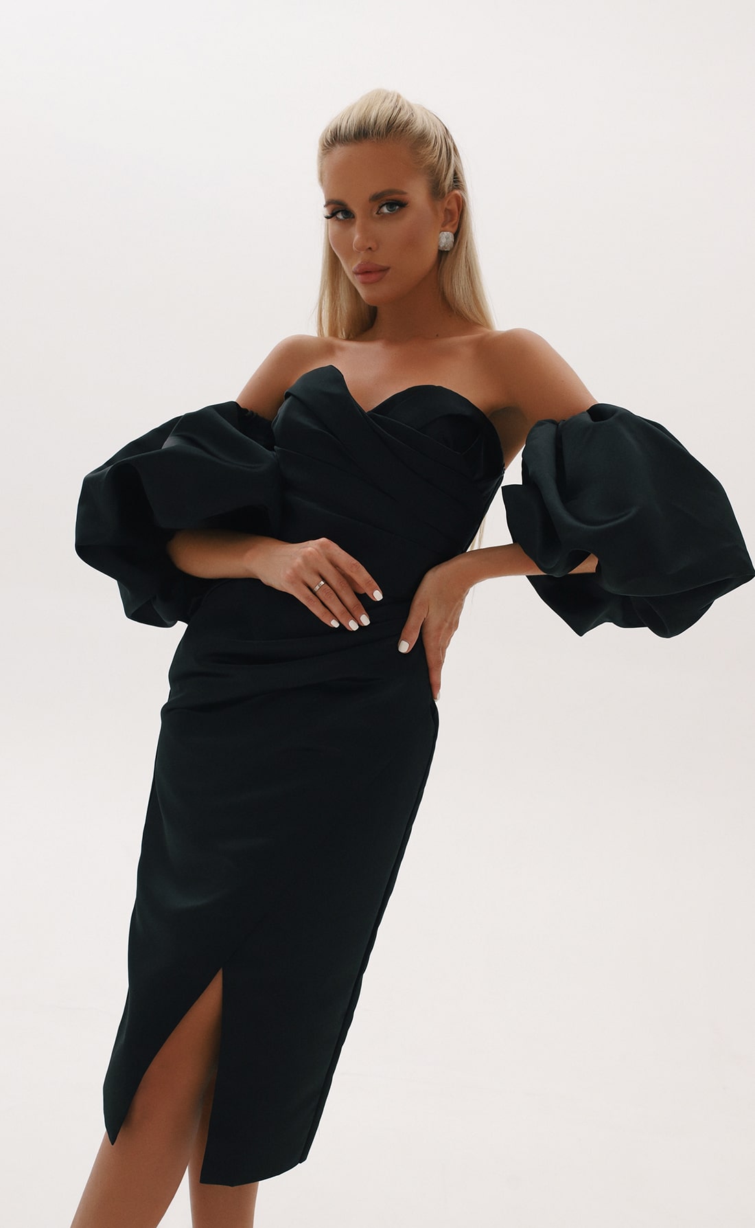 Платье-футляр со съемными рукавами черный, Размер: 40 XS