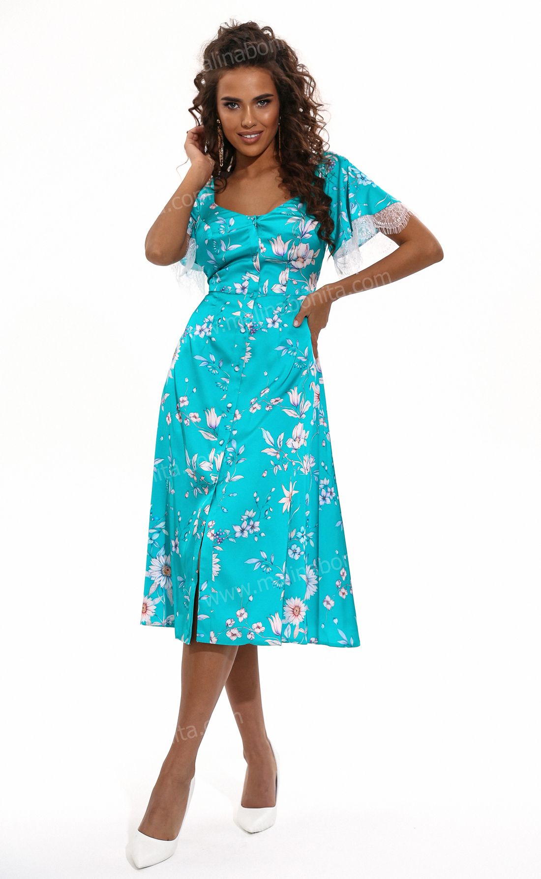 Платье миди с принтом Лувье тиффани, Размер: 40 XS
