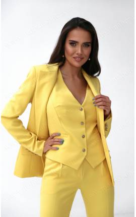 Желтый костюм-тройка в стиле "Яппи", Размер: 48 XL