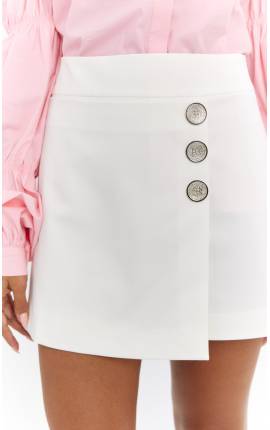 Шорты-юбка, с пуговицами, белый, Размер: 40 XS