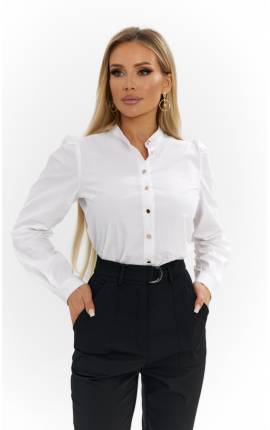 Блуза базовая с воротником-стойкой белый, Размер: 48 XL