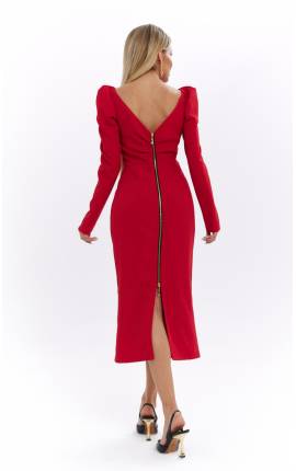 Платье-футляр с замком Джуди красный, Размер: 48 XL