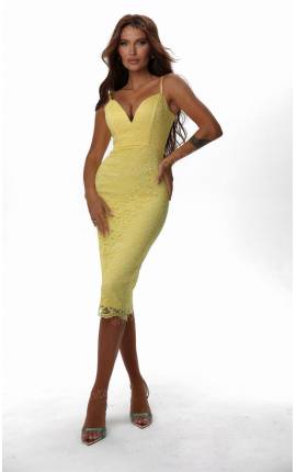 Платье-футляр кружево Клерта лимонный, Размер: 40 XS