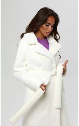 Пальто эко-мех накладные карманы, белый, Размер: 42 S