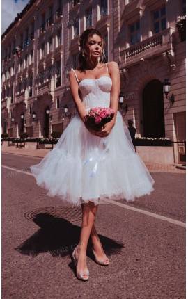Платье миди Брэдшоу с фатиновой юбкой белый, Размер: 40 XS