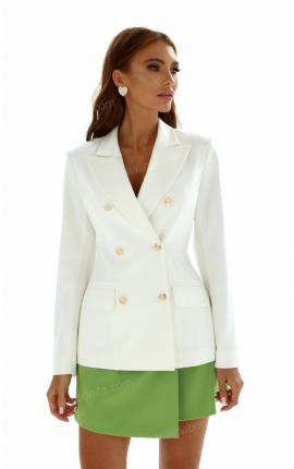 Пиджак двубортный с золотой фурнитурой белый, Размер: 48 XL