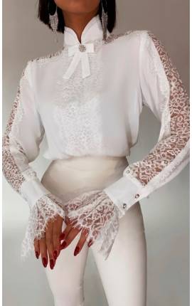 Блуза, "Габриэла ", с бантом, белый, Размер: 40 XS