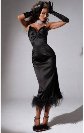 Платье миди с перьями Джакарта черный, Размер: 44 M