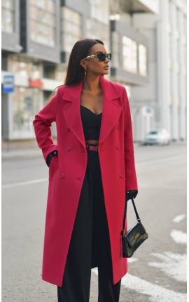 Пальто миди Мадрид, с поясом, ярко-розовый, Размер: 40 XS