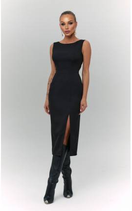 Платье-футляр с разрезом Ольбия черный, Размер: 40 XS