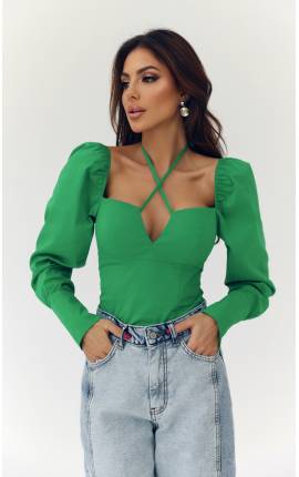 Блуза с завязками Люцерн зеленый, Размер: 44 M