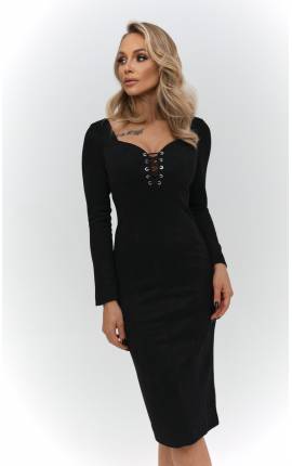Платье-футляр со шнуровкой Лурд черный, Размер: 44 M