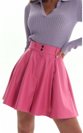 Шорты-юбка эко-кожа розовый, Размер: 40 XS