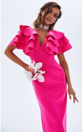 Платье-футляр с воланами Боливия розовый, Размер: 42 S