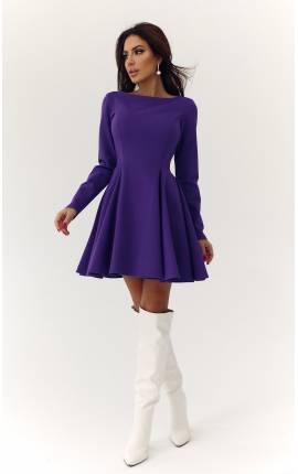 Платье мини с раклешенной юбкой Хейли фиолетовый, Размер: 46 L