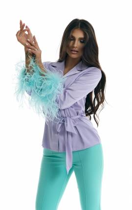 Блуза с перьями Бардже лаванда, Размер: 40 XS