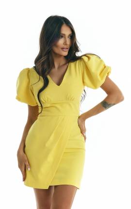 Платье мини с глубоким декольте Форли лимоннный, Размер: 40 XS