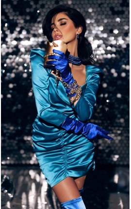 Платье мини с рукавом-фонарик атлантический синий, Размер: 40 XS