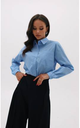 Блуза базовая свободного кроя голубой, Размер: 42 S