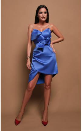 Платье мини с бантом Фэнси голубой, Размер: 40 XS