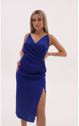 Платье миди на бретелях Коктейль синий , Размер: 40 XS