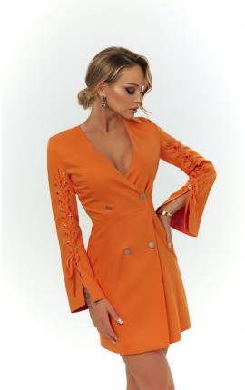 Платье пиджак со шнуровкой оранжевый, Размер: 40 XS