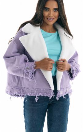 Куртка гранж с экомехом лавандовый, Размер: Без размера