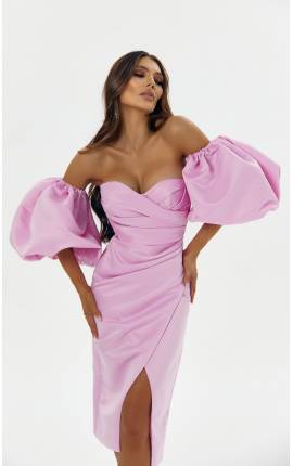 Платье-футляр со съемными рукавами пудрово-розовый, Размер: 42 S