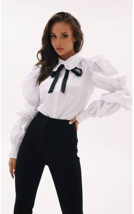 Блуза с контрастным бантом Чарвил белый, Размер: 40 XS