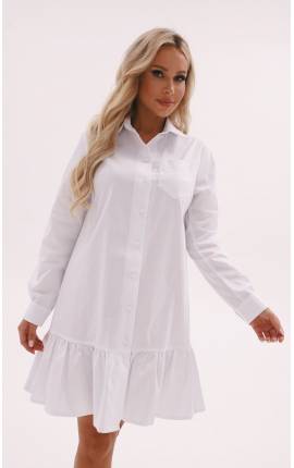 Платье-рубашка с воланом Мэгги белый, Размер: 40 XS