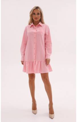 Платье-рубашка с воланом Мэгги светло-розовый, Размер: 40 XS
