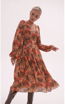 Платье миди с поясом Шанталь медно-коричневый, Размер: 40 XS