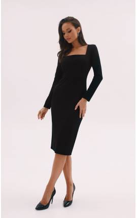 Платье-футляр с квадратным вырезом черный, Размер: 40 XS