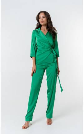 Костюм брючный Ксанти в пижамном стиле зеленый , Размер: 40 XS