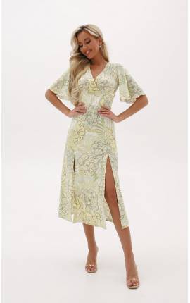 Платье Эллада с разрезами спереди оливковый, Размер: 40 XS