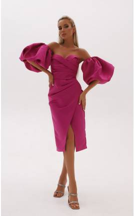 Платье-футляр со съемными рукавами фуксия, Размер: 42 S