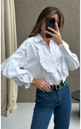 Блуза с асимметричными воланами белый, Размер: 48 XL