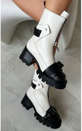 Ботинки кожаные с пряжкой белый, Размер: 36