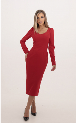 Платье-футляр с фигурным вырезом Уэм красный, Размер: 40 XS