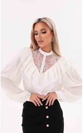 Блуза с планкой Мерибель белый , Размер: 42 S