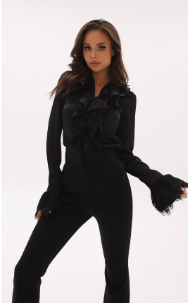 Блуза с кружевной отделкой Феличе черный, Размер: 40 XS