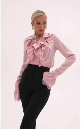 Блуза с кружевной отделкой Феличе пудра , Размер: 46 L