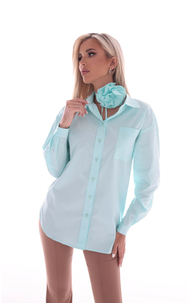 Комплект блуза базовая с чокером ментол, Размер: 40 XS