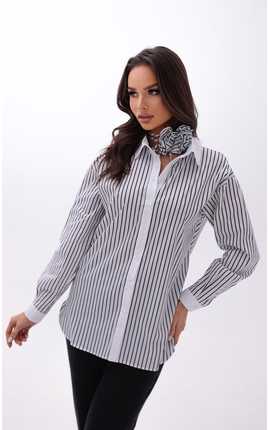 Комплект блуза в полоску с чокером черно-белый, Размер: 44 M