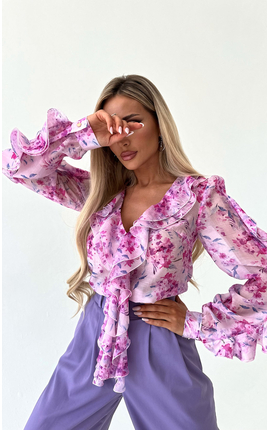 Блуза с рюшами Мелроуз розовый, Размер: 48 XL